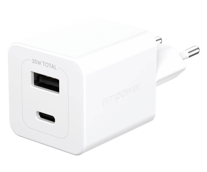Ładowarka i akumulator PanzerGlass empower Turbo 35W USB-C + USB-A Silver White